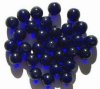 25 10mm Transparent Cobalt Round Glass Beads